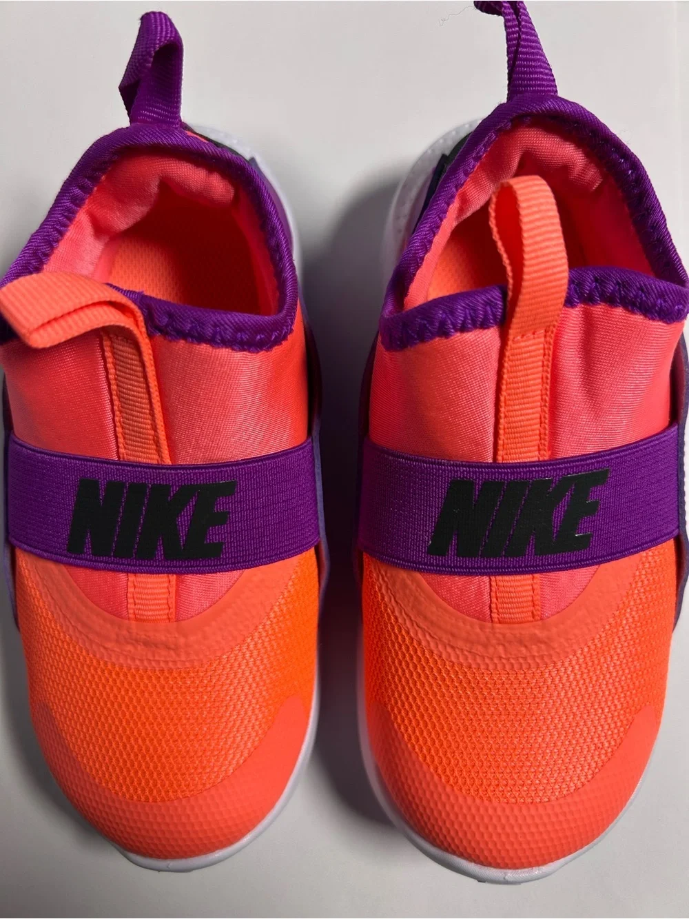 NWOB Nike Flex Runner 4 TD Toddler Size 10C Bright Mango Vivid Purple Slip On